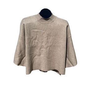 Zenana Tan Ribbed Mock Neck Bell Sleeve Sweater Size S
